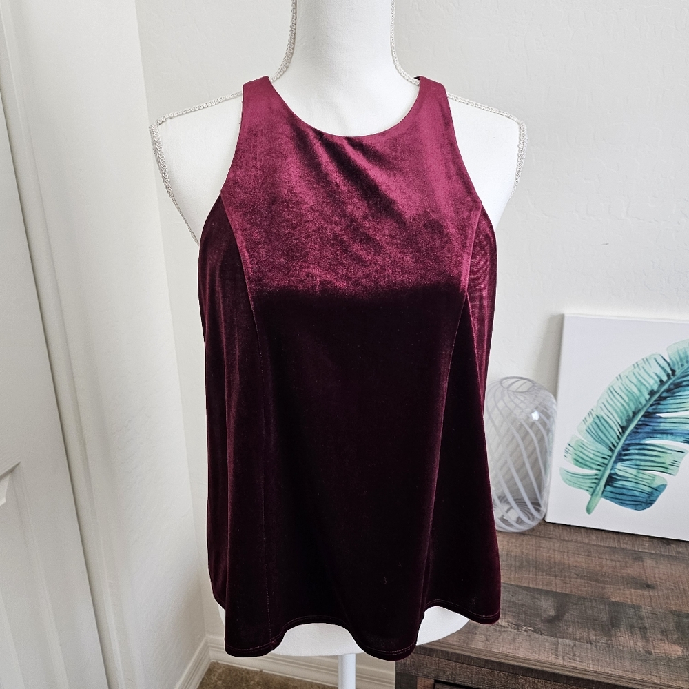 🆕️Crosby By Mollie Burch Sleeveless Cabernet Red Velvet Top SZ Small